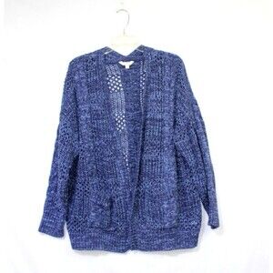 Terra Sky Blue Open Cardigan Pockets Size 2X Cotton Blend Soft Womens